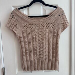 CITY DKNY Mohair Blend Short Sleeve Boatneck Y2k Sweater Blush Size Small